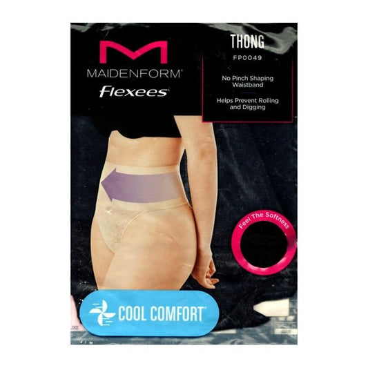 Maidenform Flexees Firm Thong Shapewear - Black Lace (Size Small) Cool Comfort - Dollar Fanatic
