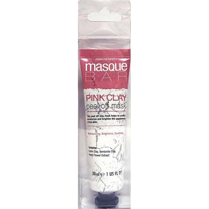 Masque Bar Pink Clay Peel - Off Mask Tube - Kaolin Clay, Bentonite, Clay, Peach Flower Extract (1 Count) Moisturize, Brighten, Soothe Skin - Dollar Fanatic
