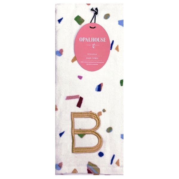 Monogram Letter Cotton Hand Towel - White/Multicolor (15"x 25") Select Letter - DollarFanatic.com