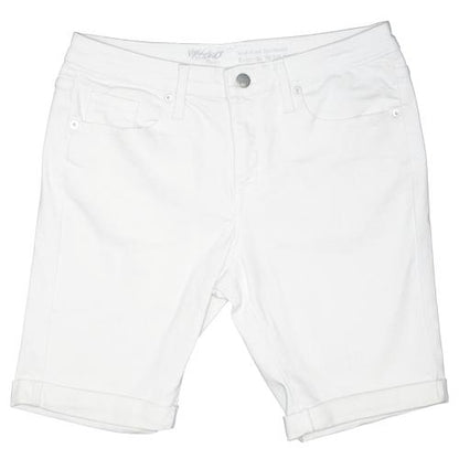 Mossimo White Stretch Denim Jean Shorts Size 00 (Bermuda Mid-Rise) - DollarFanatic.com