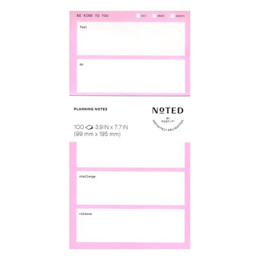 Noted by Post-it Be Kind To You Personal Planning Notes Note Pad - Pink (100 Sheets) Set Personal Goals - DollarFanatic.com