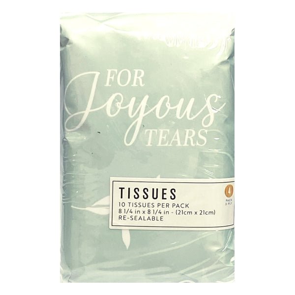 Party Theme 3 - Ply Facial Tissue Guest Travel Packs - For Joyous Tears (4 Pack) - Dollar Fanatic