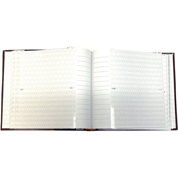 Pinnacle Photo Album Book with Picture Window and Memo Writing Space - Faux Brown Leather Hardcover (9.5" x 8.75", 60 Pages) Holds 4 x 6 Pictures and 5 x 7 Pictures - Dollar Fanatic