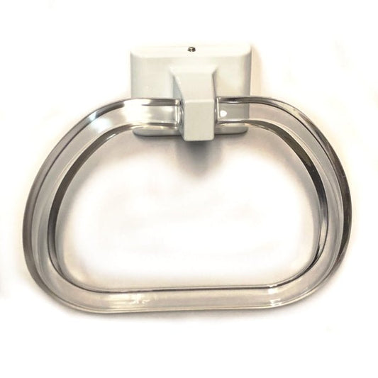 Prestige II Acrylic Towel Ring - Clear/White (1 Count) Includes Mounting Hardware - Dollar Fanatic