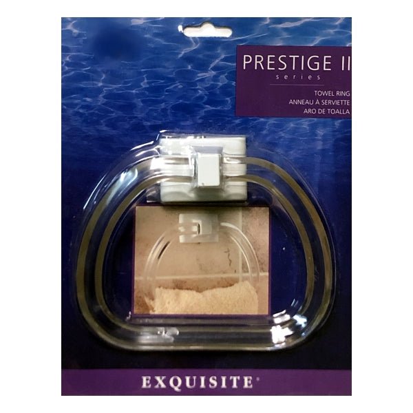 Prestige II Acrylic Towel Ring - Clear/White (1 Count) Includes Mounting Hardware - Dollar Fanatic