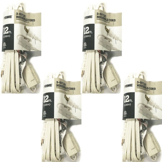 Prime 3 - Outlet Indoor Extension Cord - White (12 ft.) - Dollar Fanatic