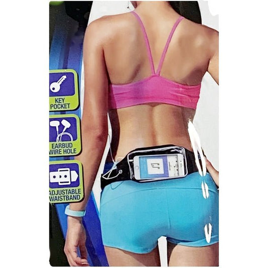 Pro Strength Active Waistband Phone Case Protective Pouch - Black (Maximum Phone Size 3.07" x 6.4") - Dollar Fanatic