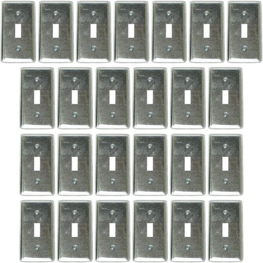 RACO 4" X 2" One Device Toggle Switch Cover Plate - Galvanized Steel Silver (865) - Dollar Fanatic