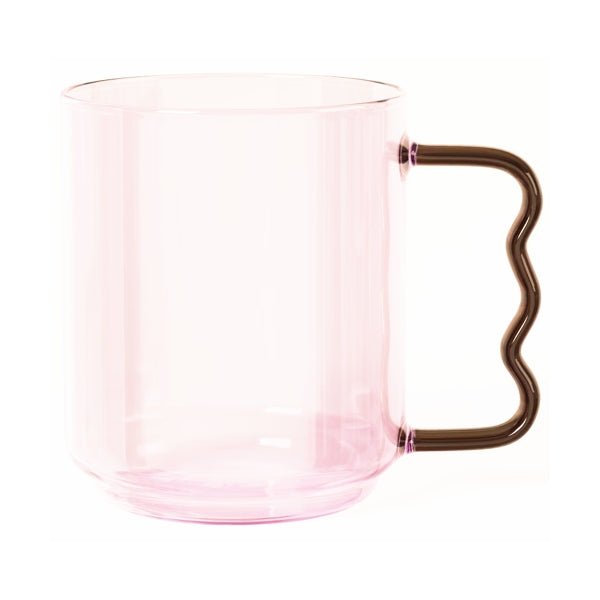 Room Essentials Blush Pink Glass Coffee Mug with Ergonomic Handle - Transparent (3.8 in. x 4.49 in.) Holds up to 15 fl. oz. - Dollar Fanatic
