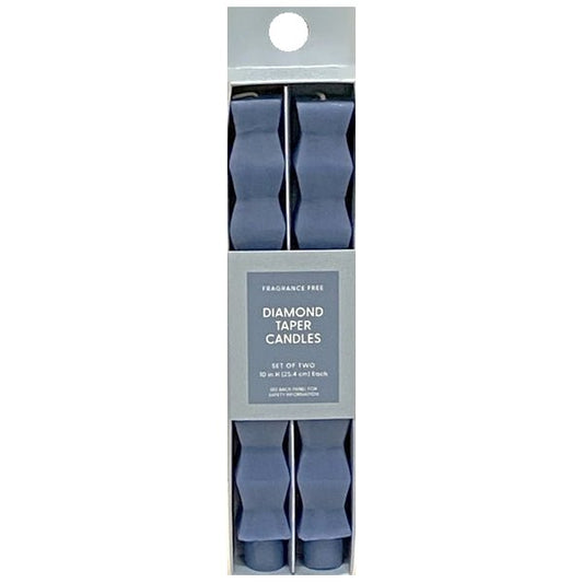 Room Essentials Diamond Taper Candles - Steel Blue (2 - Piece Set) Fragrance Free - Dollar Fanatic