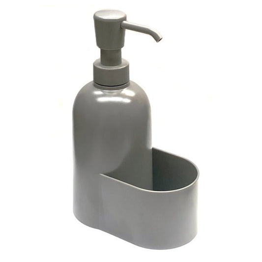 Room Essentials Hand Soap Dispenser with Sponge Holder Caddy - Gray (Holds up to 15 fl. oz.) One - Piece Design - Dollar Fanatic