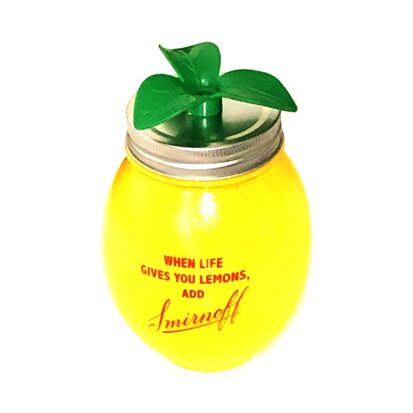 Novelty Lemon-Shaped Tumbler with Straw - Yellow/Green (Holds 20 fl. oz.) Food Safe, For Cold Beverages Only