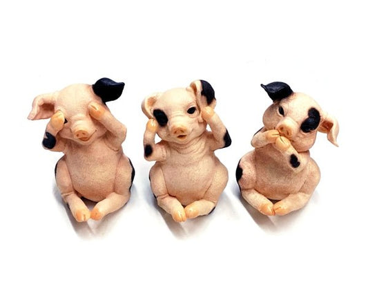 Stone Critters See No Evil/Hear No Evil/Speak No Evil Pigs Wall Hooks - SCH - 0039 (3 - Piece Set) - Dollar Fanatic