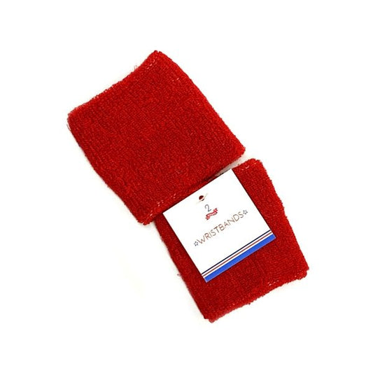 Sweatband Terry - Cloth Wristbands - Red (1 Pair) For Sport and Physical Activities - Dollar Fanatic