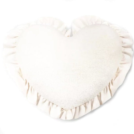 Threshold Oversized Heart - Shaped Ruffle Velvet Plush Pillow with Faux - Fur Shearling Reverse Side - Ivory (20” x 24”) - Dollar Fanatic