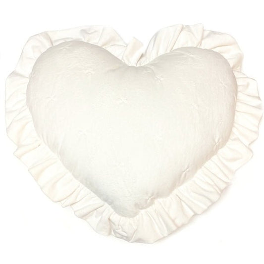 Threshold Oversized Heart - Shaped Ruffle Velvet Plush Pillow with Faux - Fur Shearling Reverse Side - Ivory (20” x 24”) - Dollar Fanatic