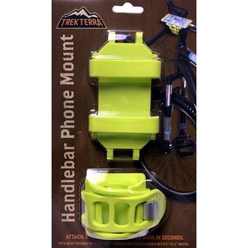 Trek Terra Universal Smart Phone Handlebar Mount for Bike, Gym Equipment, Stroller (Neon Green) - Dollar Fanatic