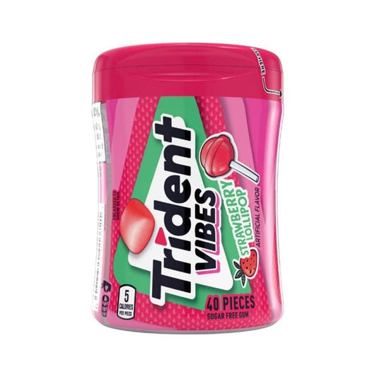 Trident Vibes Sugar Free Gum - Strawberry Lollipop (40 - Piece Pack) - Dollar Fanatic
