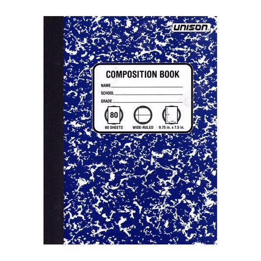 Unison Wide Ruled Composition Notebook (80 Sheets) Select Color - Dollar Fanatic