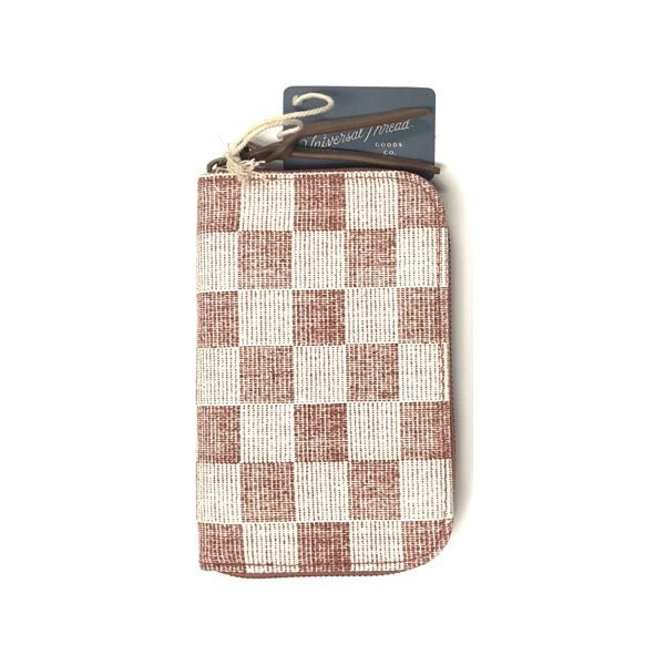 Universal Thread Small Checkered Folio Zipper Wallet - Terracotta (5.5" x 3.5") - Dollar Fanatic