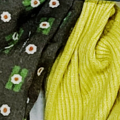 Universal Thread Textured Pattern Square Scrunchies - Lime/Floral (2 Pack) - Dollar Fanatic