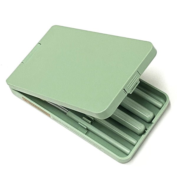 Vivitar LED Mirror Case and Cosmetic Eyeshadow Brush Set - Mint Green (6 - Piece Set) Includes 2 Button Cell Batteries - Dollar Fanatic