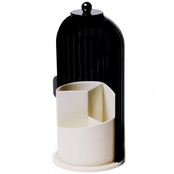 Vivitar Rotating Makeup Brush Holder with Lid - Black/Tan (10.7"H x 5"Dia.) - Dollar Fanatic