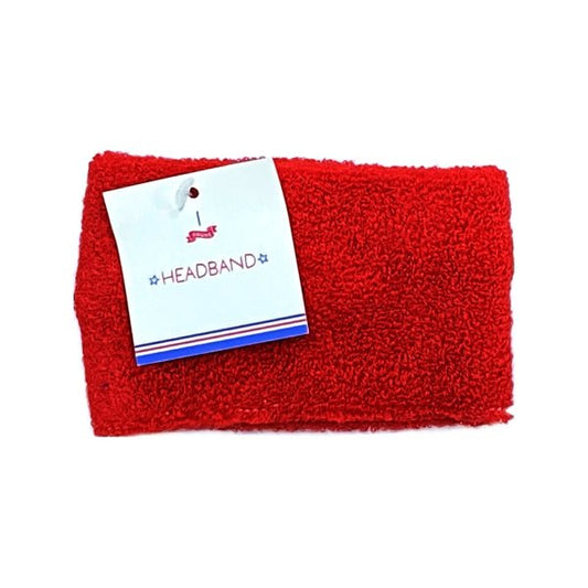 Wide Sweatband Terry - Cloth Headband (Red) For Sport and Workout Activities - Dollar Fanatic
