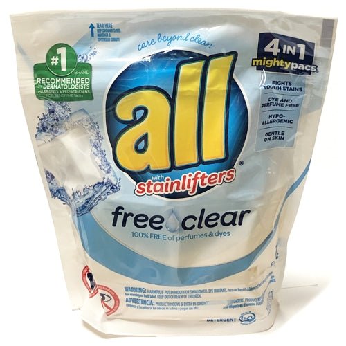 All 4-in-1 Laundry Detergent Mighty Pacs - Free Clear (19 Pack) 100% Free of Perfume & Dyes - DollarFanatic.com