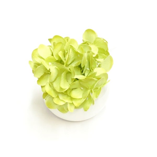 Artificial Spring Decorative Flowers in White Pot - Hydrangea (5") Select Color - DollarFanatic.com