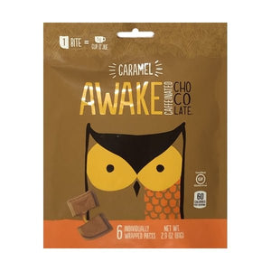 Awake Caffeinated Chocolate Candy Bar Bites - Caramel (Net wt. 2.9 oz.) One Bite Equals Half Cup of Joe - DollarFanatic.com