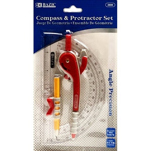 Bazic Compass & Protractor Set (Colors Vary) - DollarFanatic.com