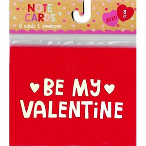 Be My Valentine Note Cards w/Pink Envelopes (8 Pack) - DollarFanatic.com