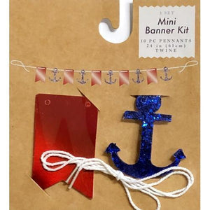Blue Glitter Anchor Mini Banner Kit (24") - DollarFanatic.com