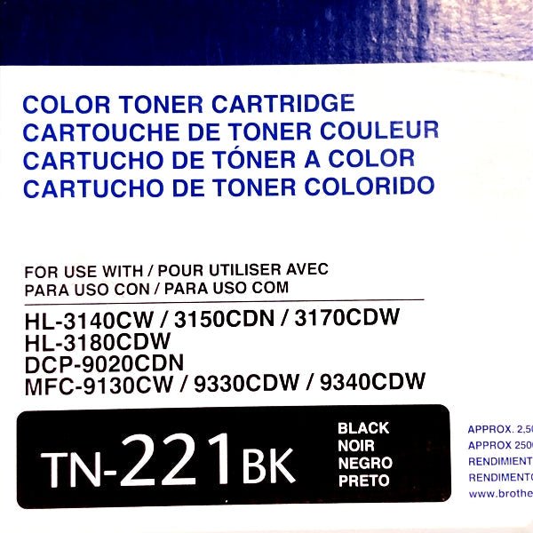 Brother TN221BK Toner Cartridge - Black (For Brother HL-3140CW, HL