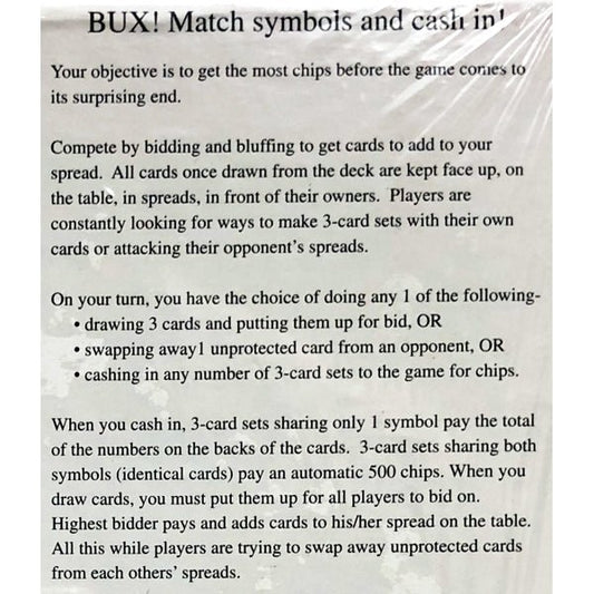 Bux Matchin' Cash-In Card Game (For 2+ Players) Ages Teens+ - DollarFanatic.com