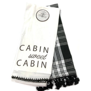 Cabin Sweet Cabin Cotton Kitchen Dish Towels - 15" x 25" (2 Count) Print/Plaid Color Design - DollarFanatic.com