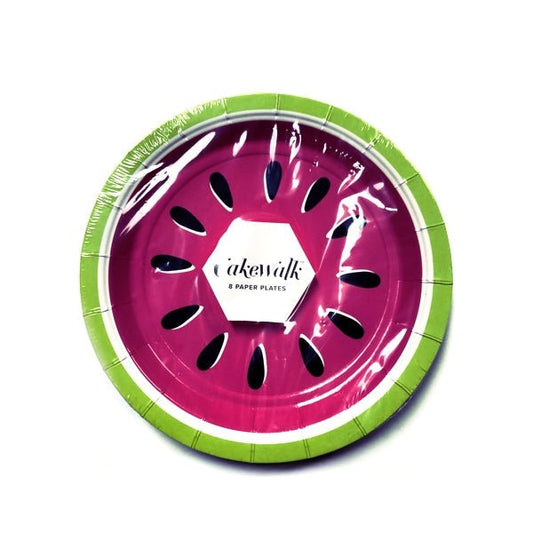 Cakewalk 7" Round Dessert Party Paper Plates - Watermelon (8 count) - DollarFanatic.com