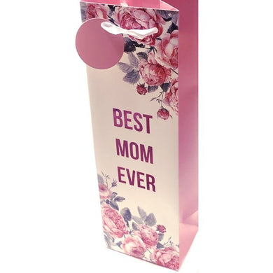 Cakewalk Best Mom Ever Floral Bottle Gift Bag (14