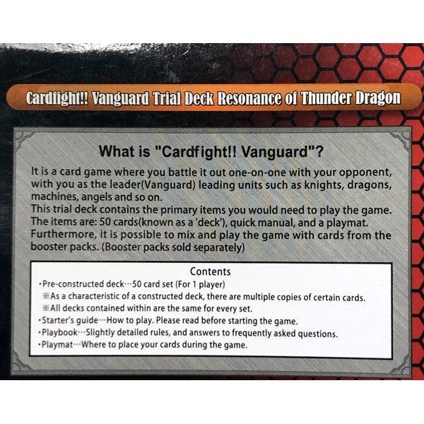 CardFight Vanguard Trial Deck - Resonance of Thunder Dragon - English Edition (50 Cards Deck) Includes Starter Guide, Playbook, Playmat - DollarFanatic.com