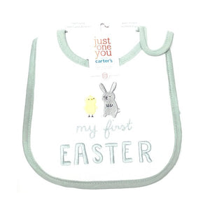 Carter's My First Easter Teething Baby Bib - White/Sage Green (1 Count) - DollarFanatic.com