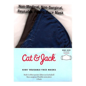 Cat & Jack Kids Fabric Face Masks with Ear Loops & Filter Pocket - Navy Blue/Olive Green (2 Pack) - DollarFanatic.com