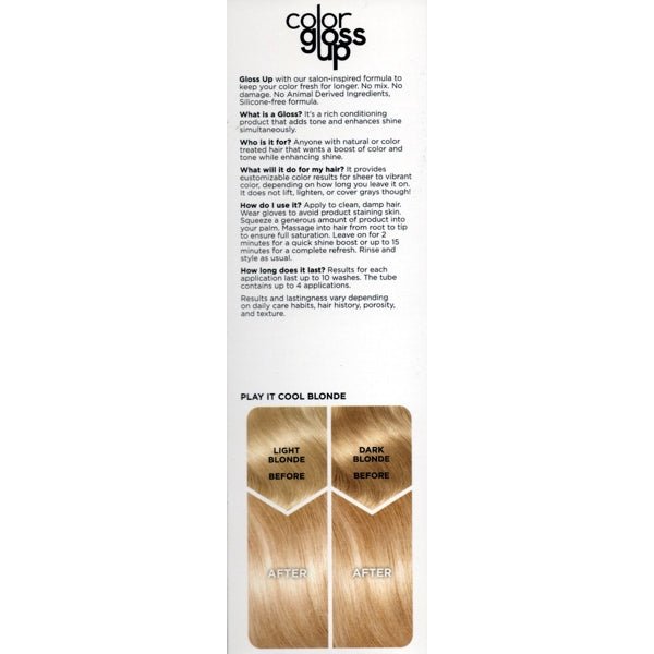 Clairol Color Gloss Up Instant Toning Gloss Kit (Playing It Cool Blonde) Vegan, Silicone Free Formula - $5 Outlet