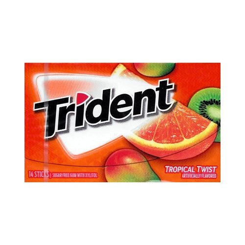 Clearance - Trident Sugar Free Gum - Tropical Twist (14 Pack) Best by Date: 01/11/2023 - DollarFanatic.com