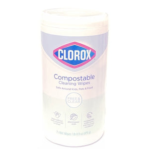 Clorox Compostable Cleaning Wipes - Free and Clear (75 Pack) Plant-based Wipes, Safe Around Kids, Pets, and Food - DollarFanatic.com
