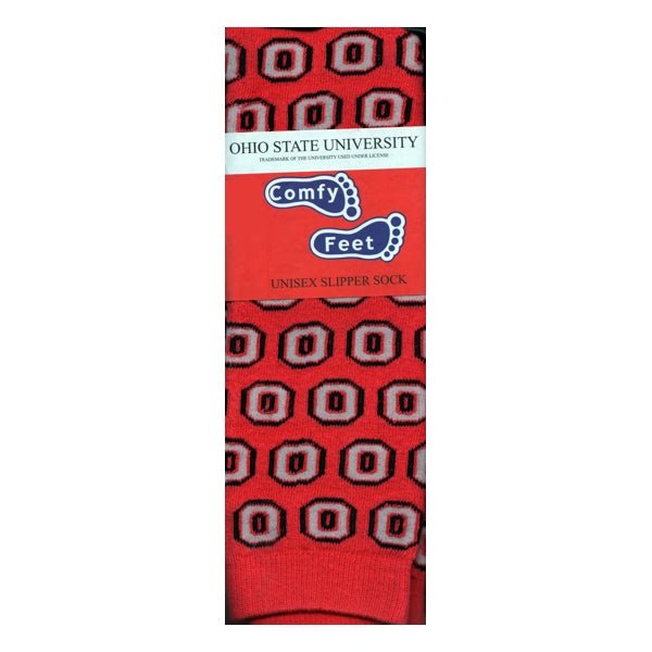 Comfy Feet Ohio State Buckeyes Red Slipper Socks - Unisex Size Small (One Pair) - DollarFanatic.com