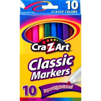 Cra-Z-Art Super Brighter Classic Colors Non-Toxic Fine Line Markers (10 Pack) - DollarFanatic.com