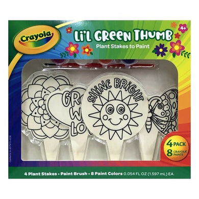 Crayola Lil Green Thumb Paint n Display Plant Stakes Kit - Shine Bright (4 Plant Stakes with Paint Colors and Paint Brush) - DollarFanatic.com