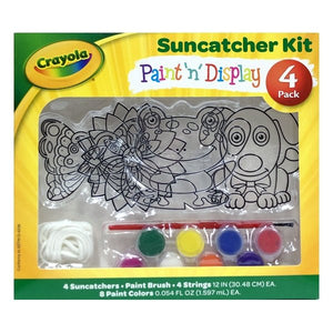 Crayola Paint n Display Suncatcher Kit - Butterfly, Flower, Puppy, Frog (4 Suncatchers with Paint Colors, Paint Brush, and Strings) - DollarFanatic.com