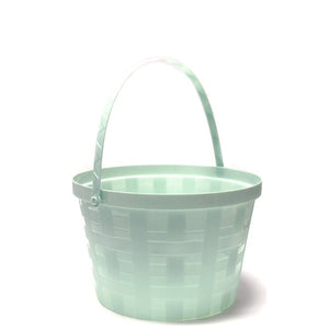 Crescent Basket Weave Plastic Basket with Handle - 8" x 5.75" (Select Available Color) - DollarFanatic.com